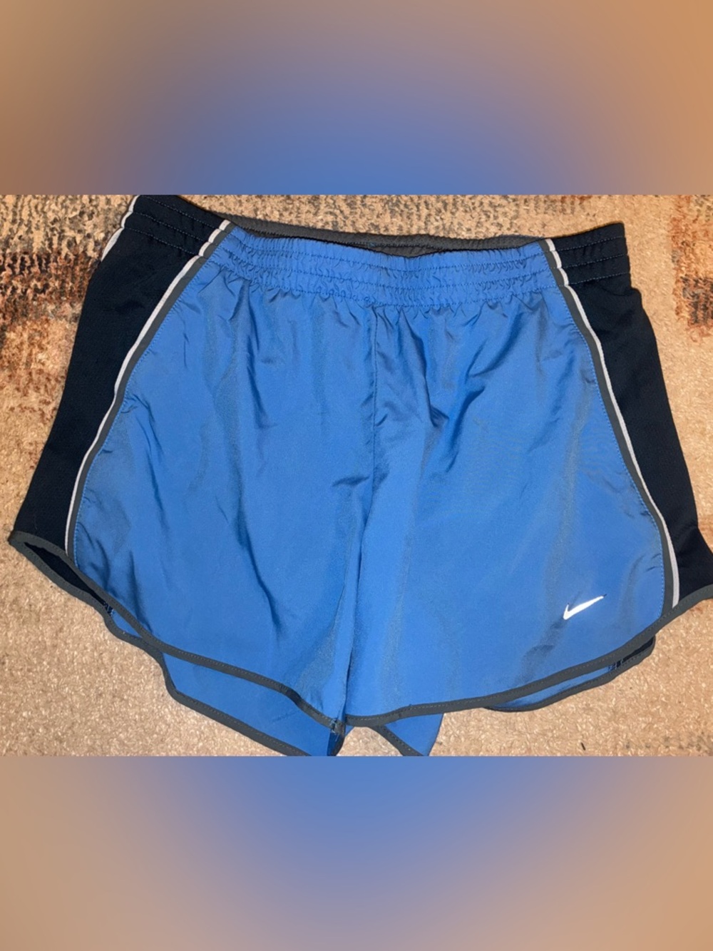 Nike Blue Women's Athletic Shorts with Navy Side Panels Spring Summer Running